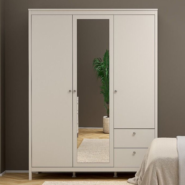Macron Wooden Wardrobe With 3 Doors 2 Drawers In Cashmere