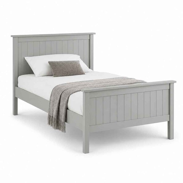 Madge Wooden Single Bed In Dove Grey Lacquered