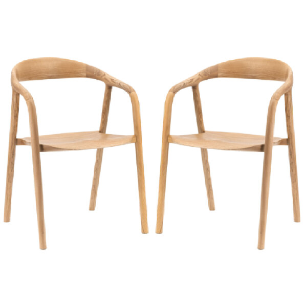 Madrina Natural Wooden Dining Chairs In Pair