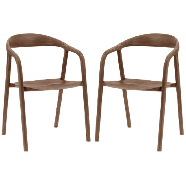 Madrina Walnut Wooden Dining Chairs In Pair
