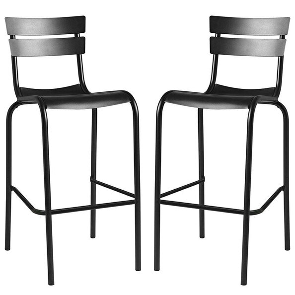 Magnolia Black Aluminium Bar Stools In Pair