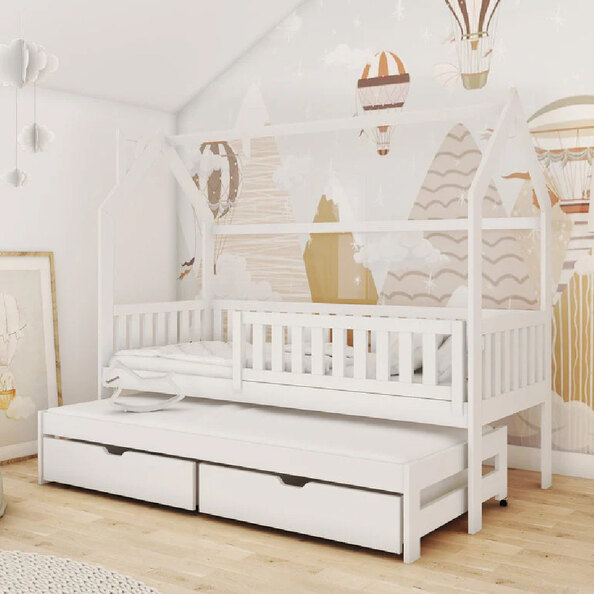 Mainz Wooden Day Bed With Bonnell Mattress And Trundle In White