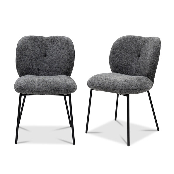 Malaga Charcoal Fabric Dining Chairs with Black Legs in Pair