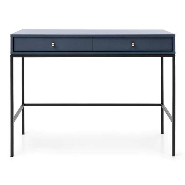 Malibu Wooden Computer Desk With 2 Drawers In Navy