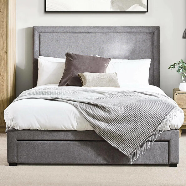 Malibu Fabric Super King Size Bed With 4 Drawers - Grey