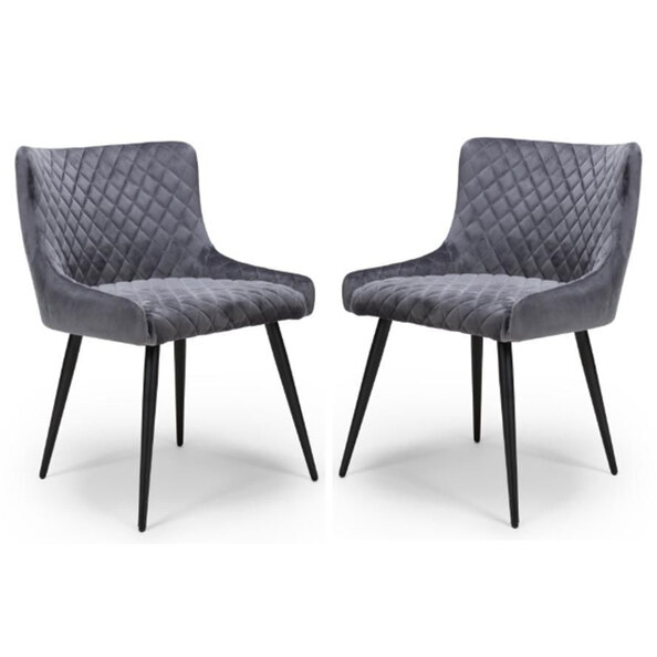 Margate Grey Fabric Dining Chairs In Pair