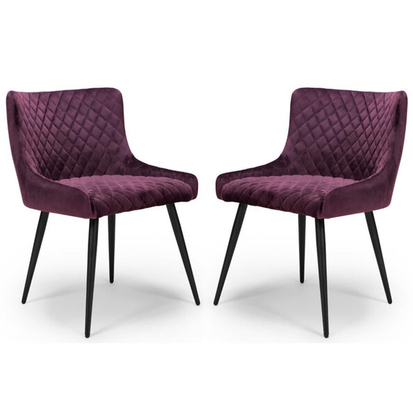 Margate Mulberry Fabric Dining Chairs In Pair