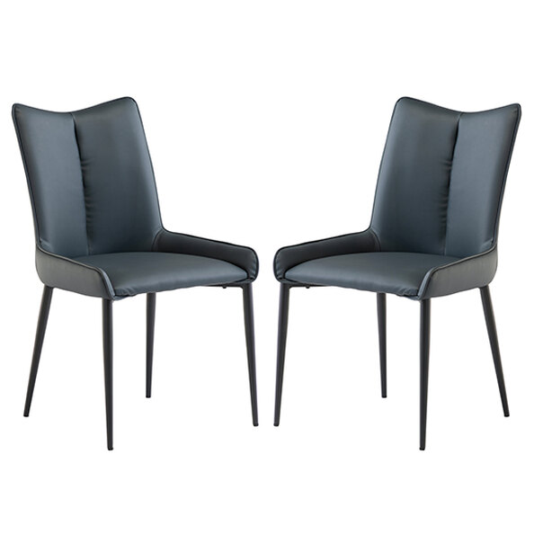 Malmo Teal Faux Leather Dining Chairs With Black Legs In Pair