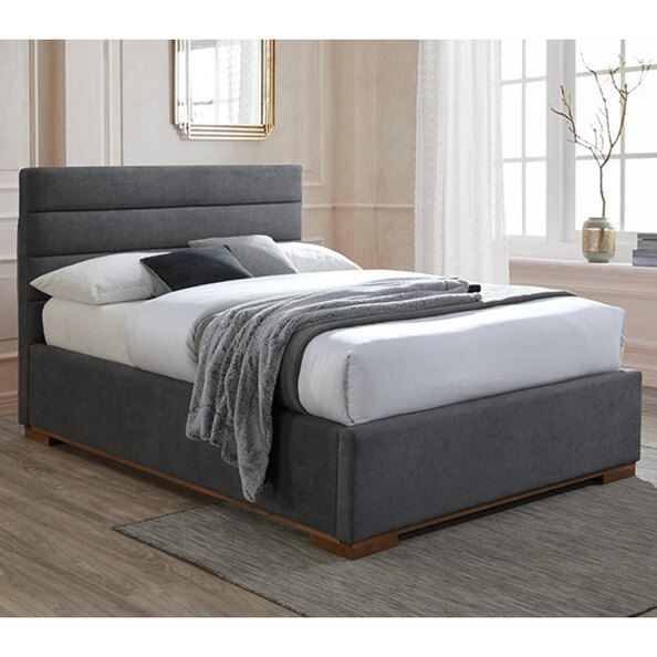 Malva Ottoman Fabric Double Bed In Dark Grey