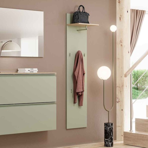 Malvern Slim Wooden Coat Rack in Sage Green