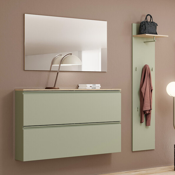 Malvern Wall Mounted Wooden Hallway Furniture Set in Sage Green