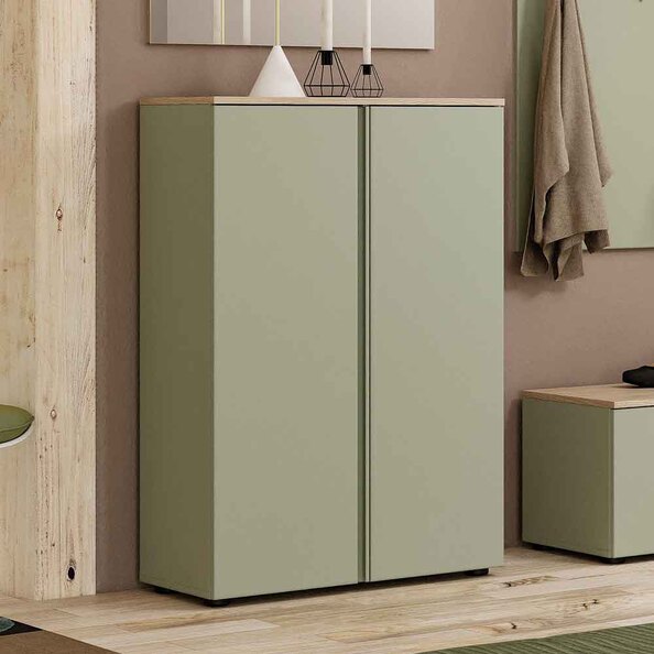 Malvern Wooden Shoe Storage Cabinet with 2 Doors in Sage Green