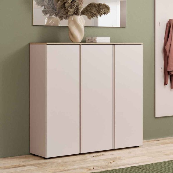 Malvern Wooden Shoe Storage Cabinet with 3 Doors in Cashmere