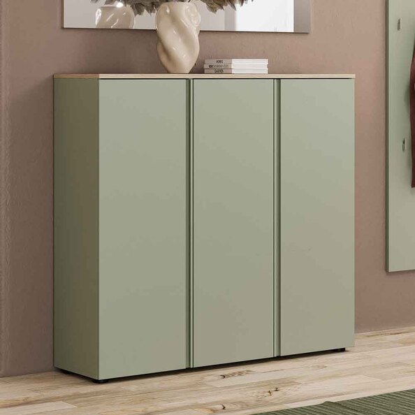 Malvern Wooden Shoe Storage Cabinet with 3 Doors in Sage Green
