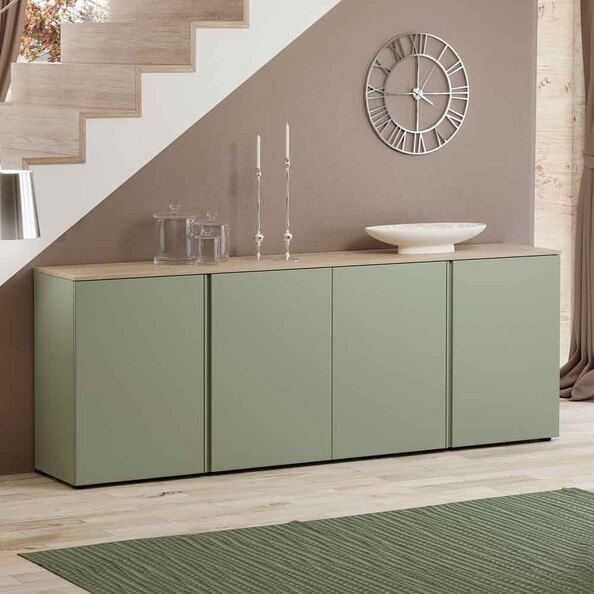 Malvern Wooden Sideboard with 4 Doors in Sage Green