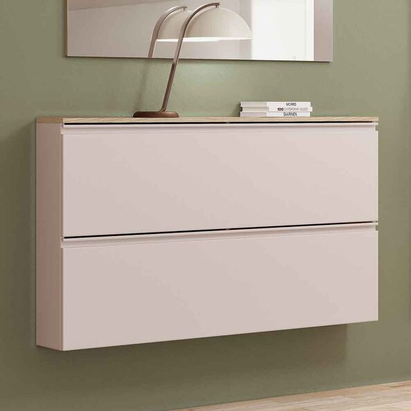Malvern Wooden Wall Mounted Shoe Storage Cabinet in Cashmere