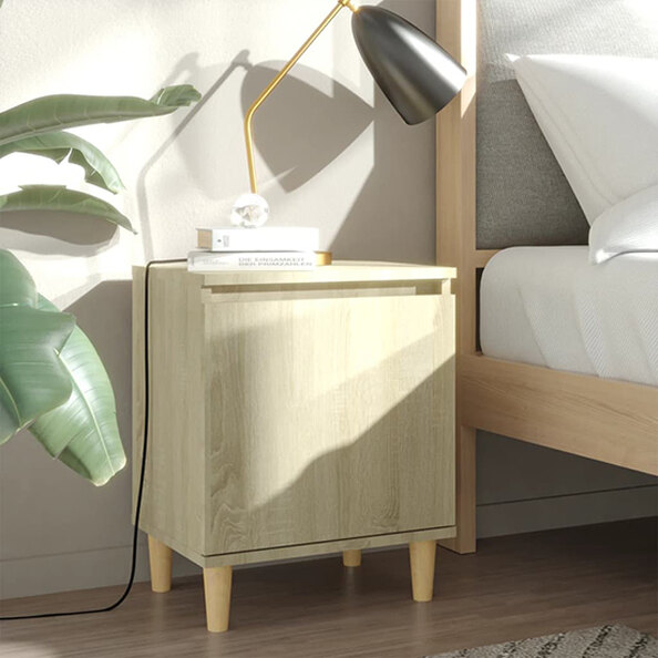 Manal Wooden Bedside Cabinet With 1 Door In Sonoma Oak