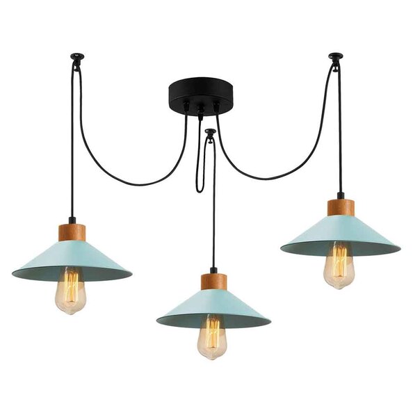 Manavgat 3 Light Metal Ceiling Pendant Light in Turquoise