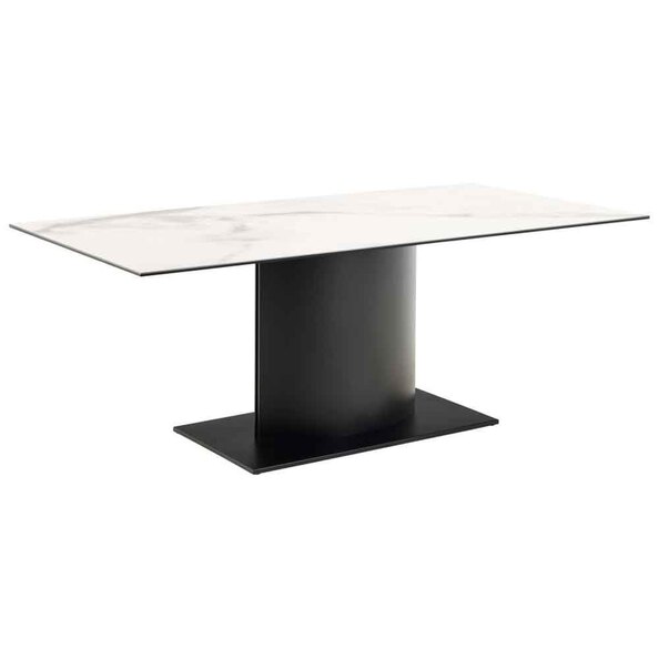 Manchester Ceramic Dining Table With Black Base - White Akranes