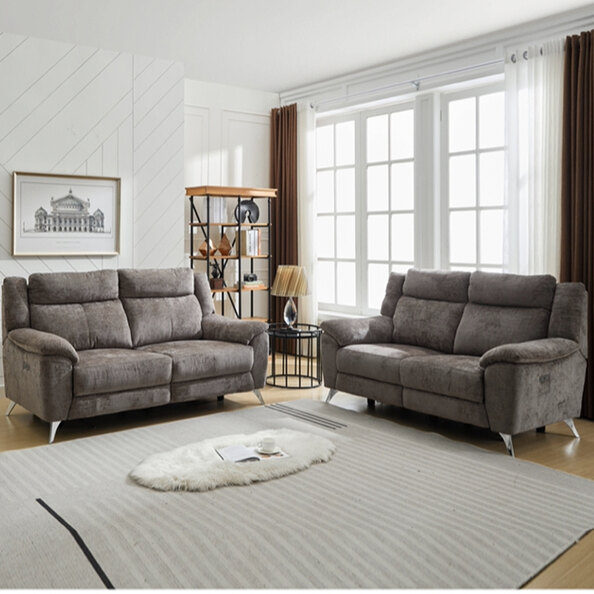 Mankato Fabric Electric Recliner 3+2 Seater Sofa Set - Stone