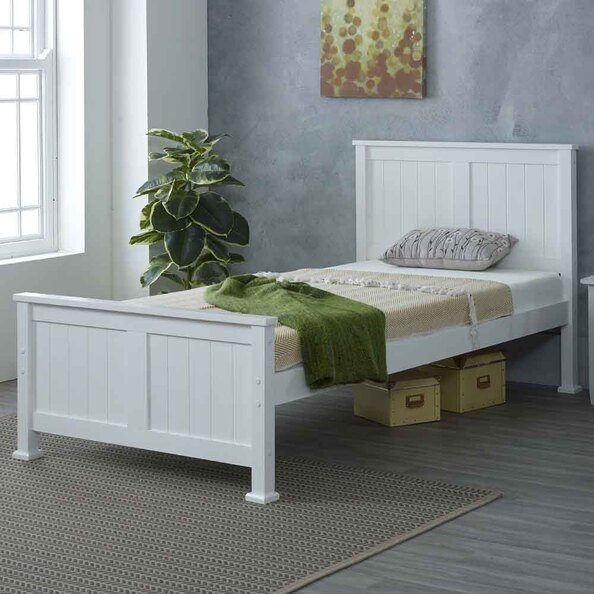 Manley Wooden Single Bed In White