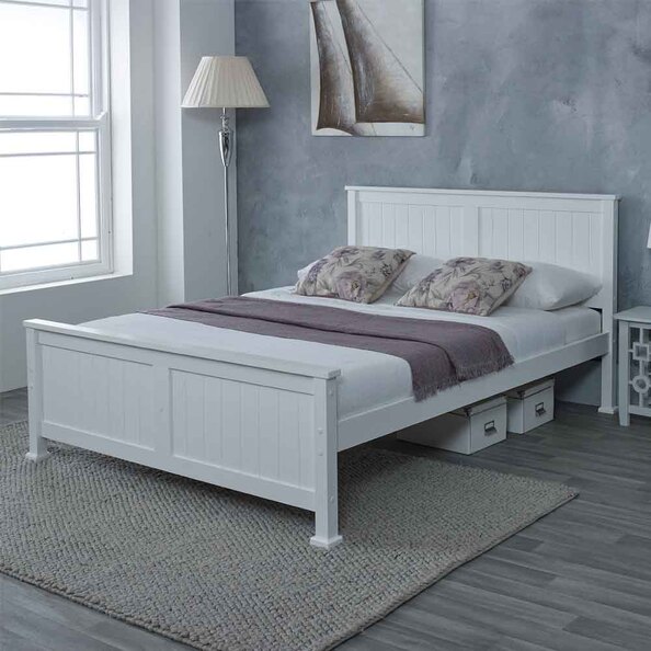 Manley Wooden Small Double Bed In White