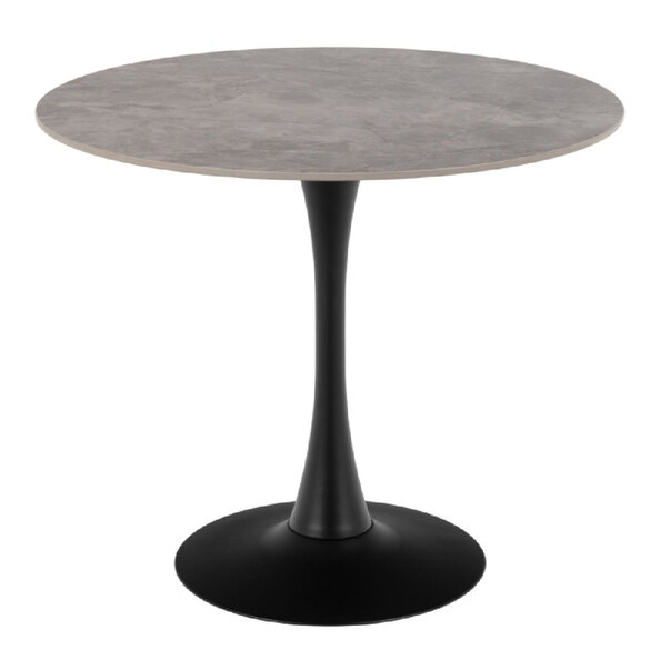 Manteo Ceramic Dining Table Round In Grey And Black