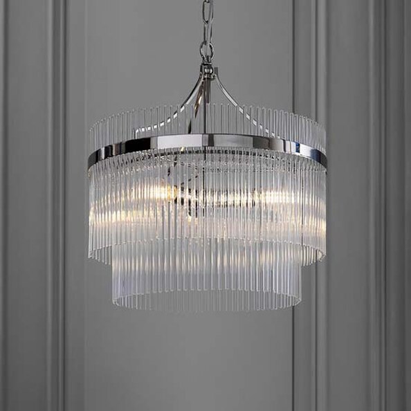 Manteo Clear Glass 3 Lights Ceiling Pendant Light In Nickel
