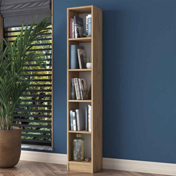 Marbella Small Wooden Bookcase with 5 Shelves in Walnut