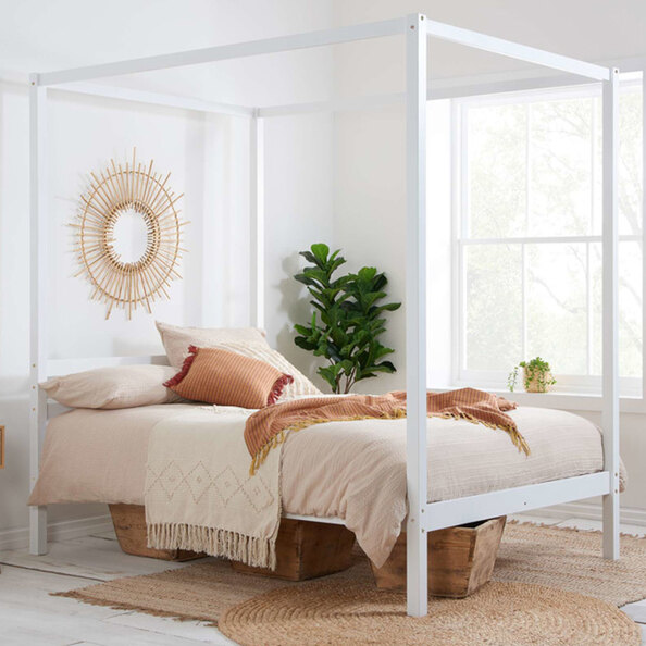 Marcia Wooden King Size Bed In White