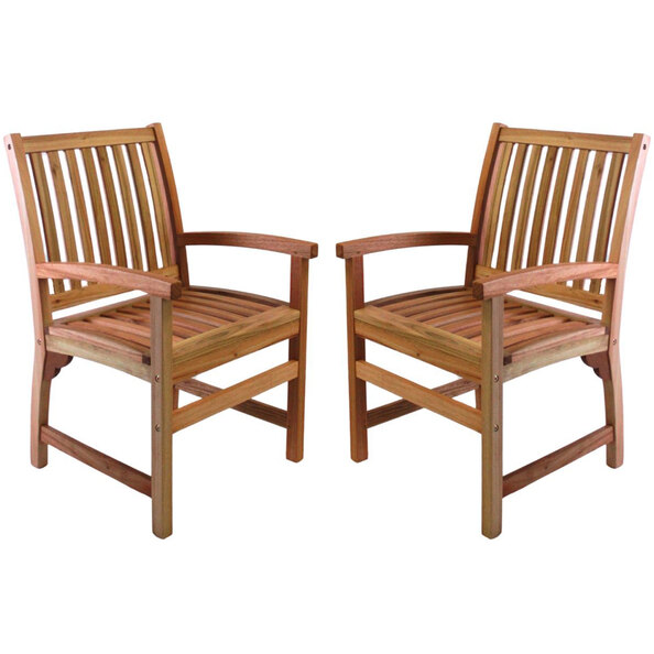 Marfa Garden Natural Wooden Armchairs In Pair