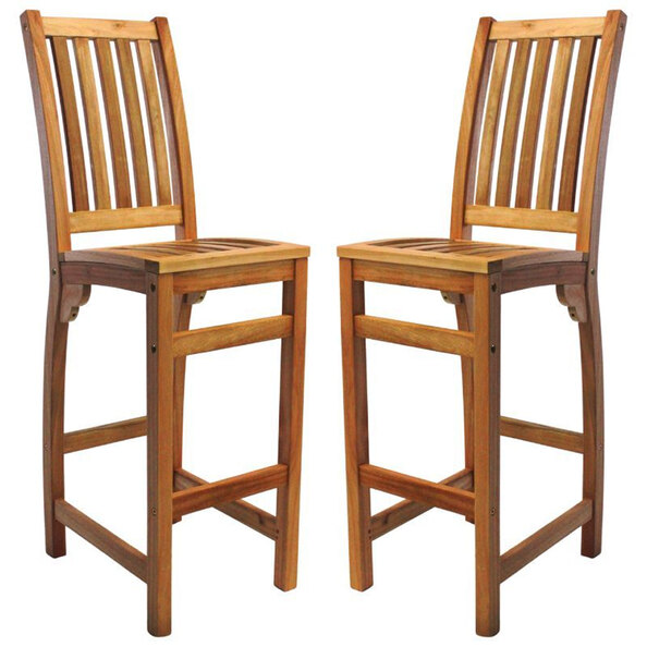 Marfa Natural Wooden High Stools In Pair