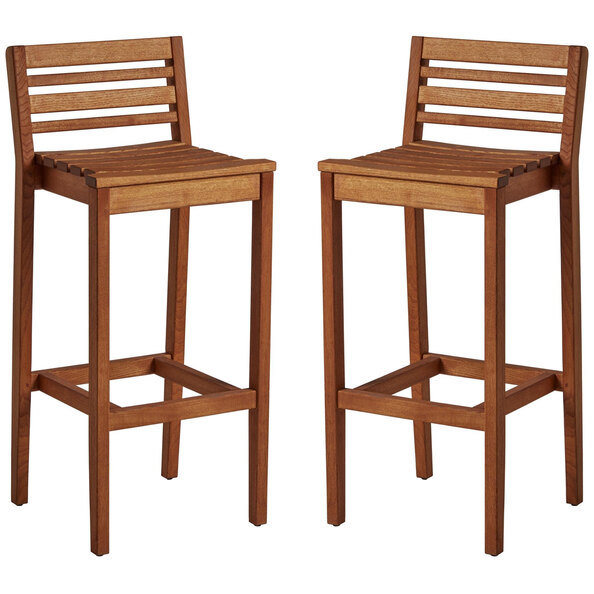Marietta Natural Wooden Bar Stools In Pair