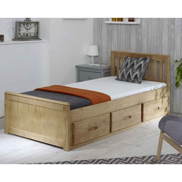 Marietta Storage Small Double Bed With 3 Drawers In Waxed