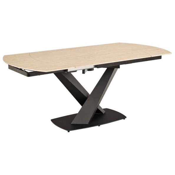 Marina Small Ceramic Extending Dining Table With Steel Base - Marona Sand