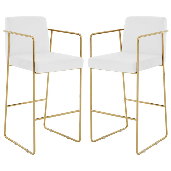 Markeb Mink Velvet Bar Stool With Gold Steel Frame In A Pair