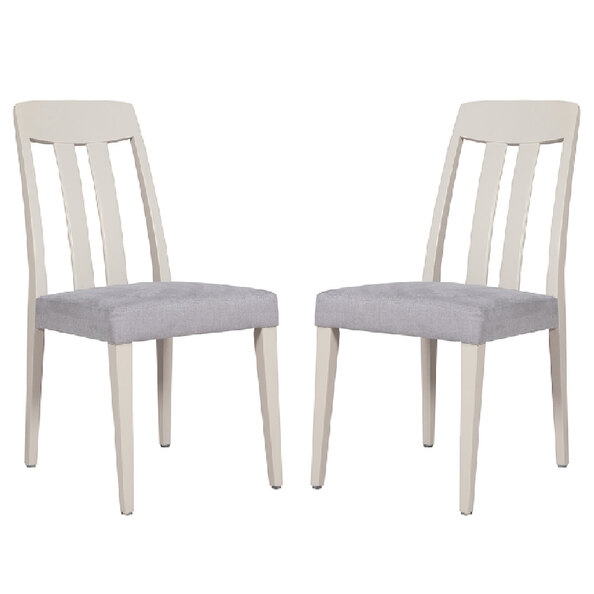 Mainz Taupe Wooden Dining Chairs With Fabric Seat In Pair