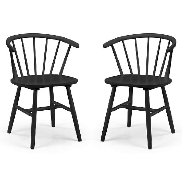 Marne Black Wooden Dining Chairs With Curved Back In Pair