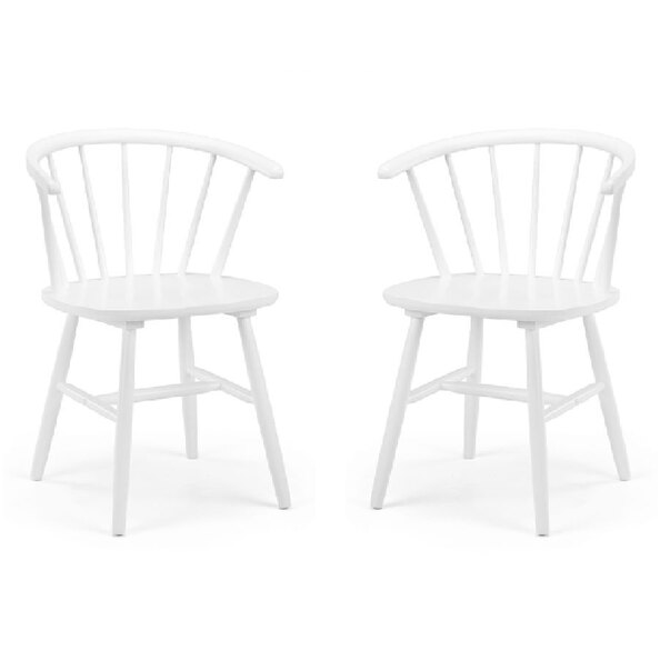 Marne White Wooden Dining Chairs With Curved Back In Pair