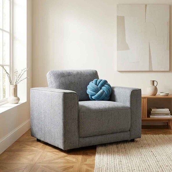 Marqen Fabric 1 Seater Sofa in Grey
