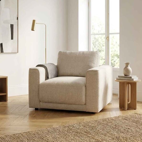 Marqen Fabric 1 Seater Sofa in Light Beige