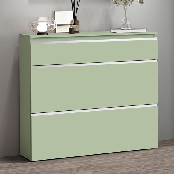 Marshall 120cm Wooden Shoe Cabinet With 2 Flap Doors In Sage Green