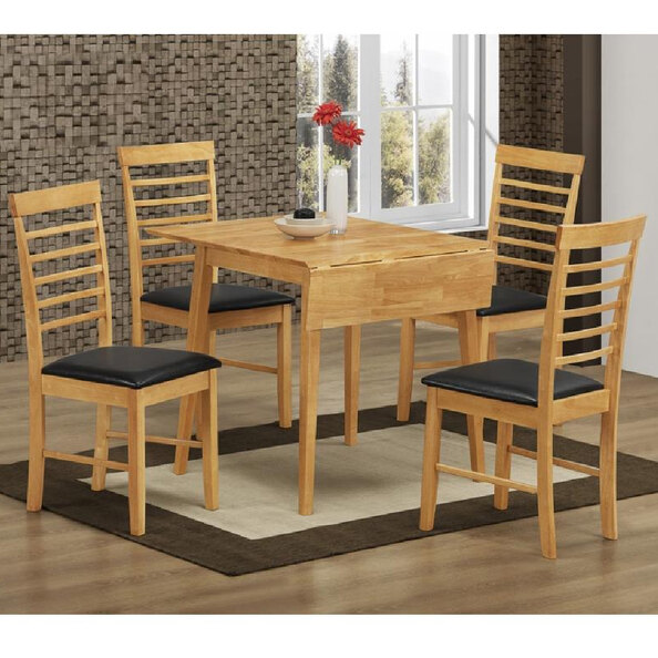 Marsic Wooden Square Drop Leaf Dining Table With 4 Chairs In Oak