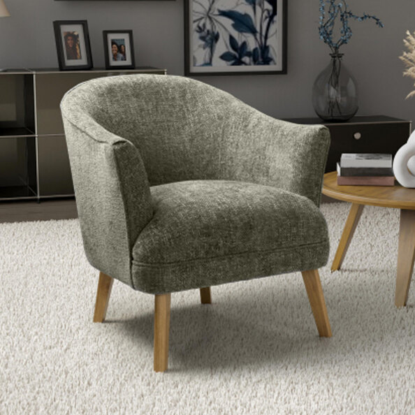 Marston Flax Effect Fabric Bedroom Chair in Green