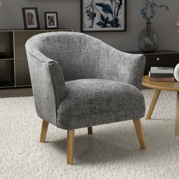Marston Flax Effect Fabric Bedroom Chair in Grey