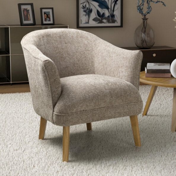 Marston Flax Effect Fabric Bedroom Chair in Natural