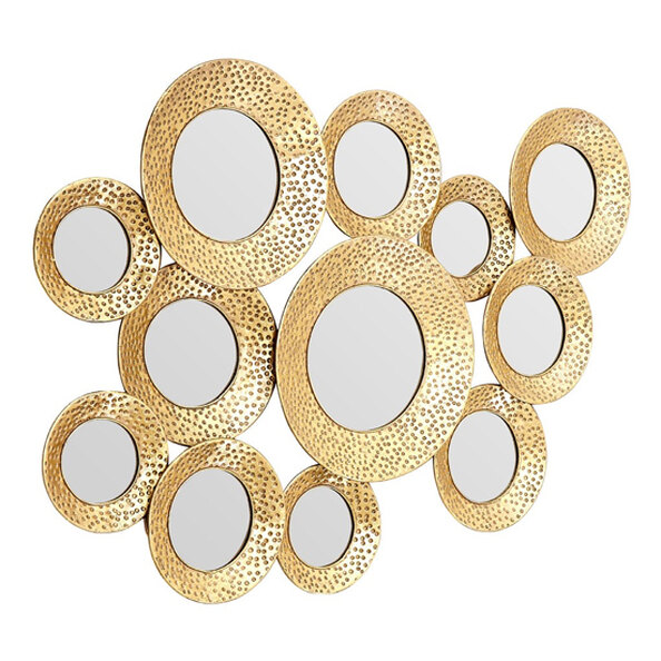 Martico Hammered Multi Circle Wall Mirror In Gold Frame