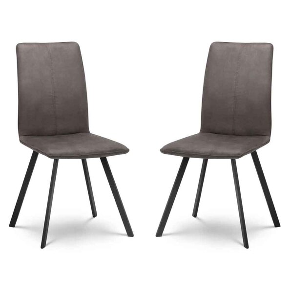 Marvon Charcoal Grey Fabric Dining Chairs with Black Legs in Pair