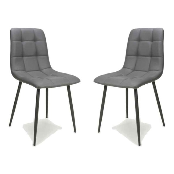 Massa Grey Faux Leather Dining Chairs In Pair