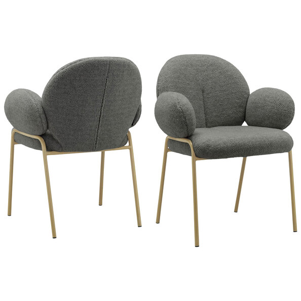 Mavero Dark Grey Fabric Dining Chairs in Pair